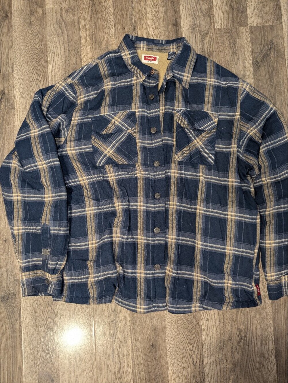 Wrangler Men's XL Heavyweight Sherpa-Lined Flannel Shirt Plaid Button Up X Large
